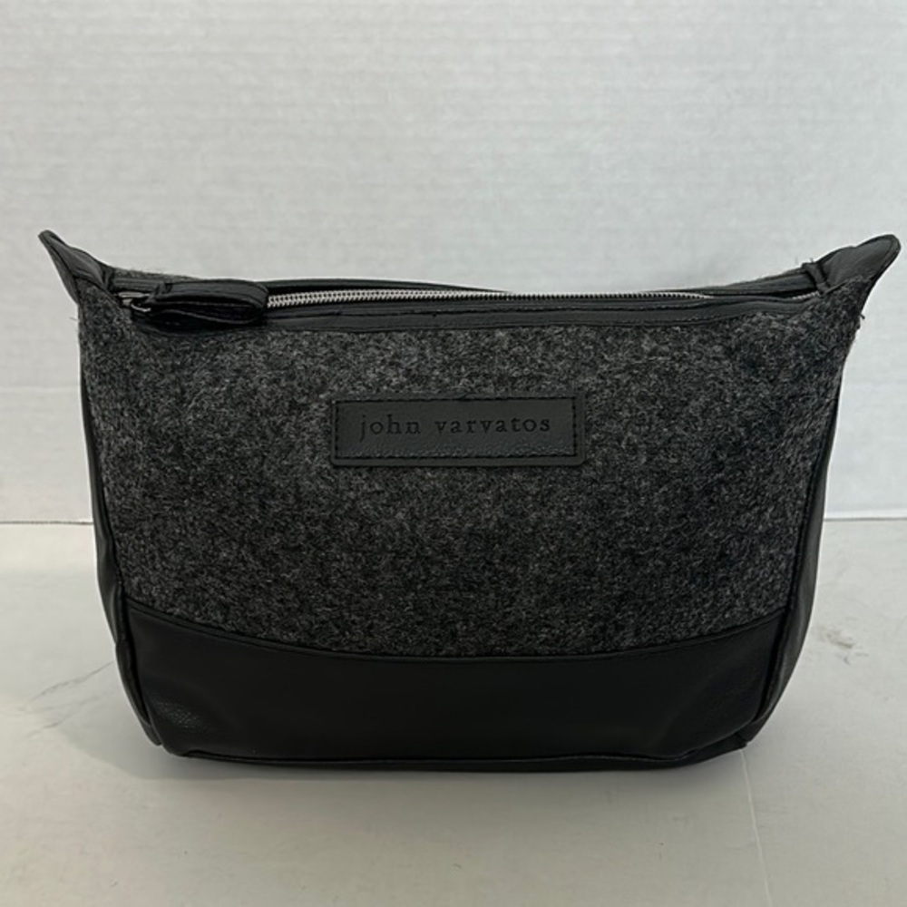 John Varvatos Gray and Black Toiletry Bag Sleek Design NWOT